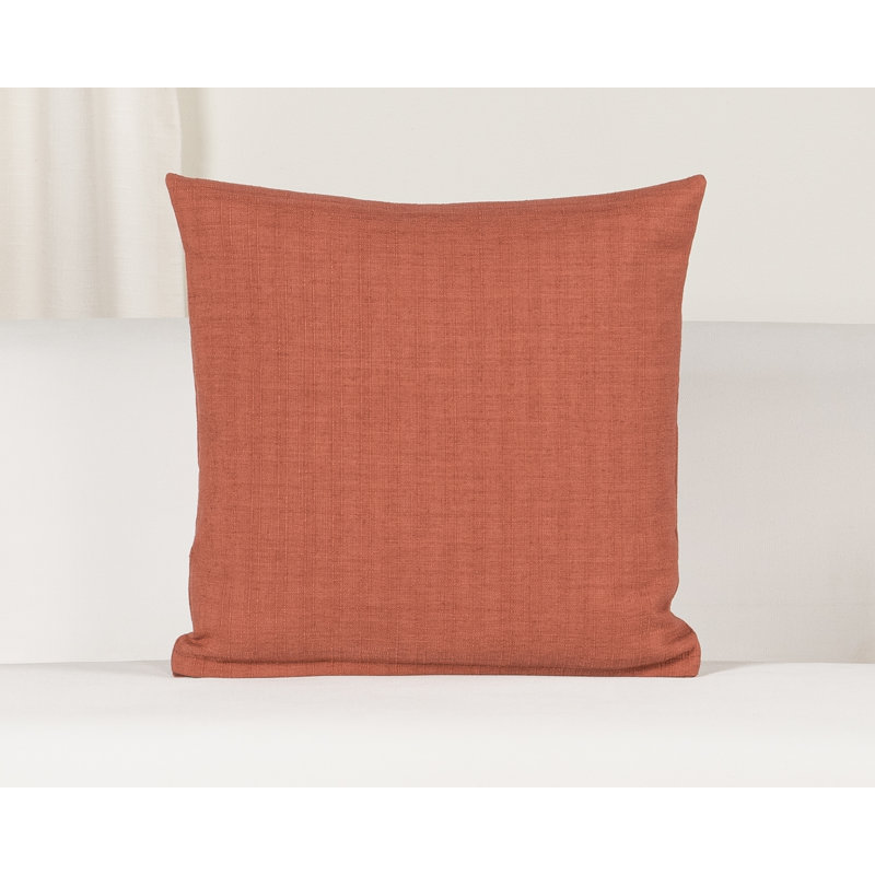 Coussin décoratif en faux lin Indy, Carré 20 po, Polyester, Rouge