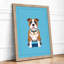 Bulldog In Blue Modern - Print-1203118533-1203118532