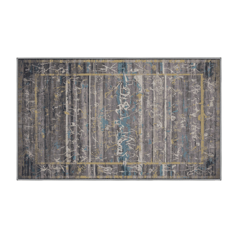 Machine Washable Gray Area Rug, Runner 2' x 5'