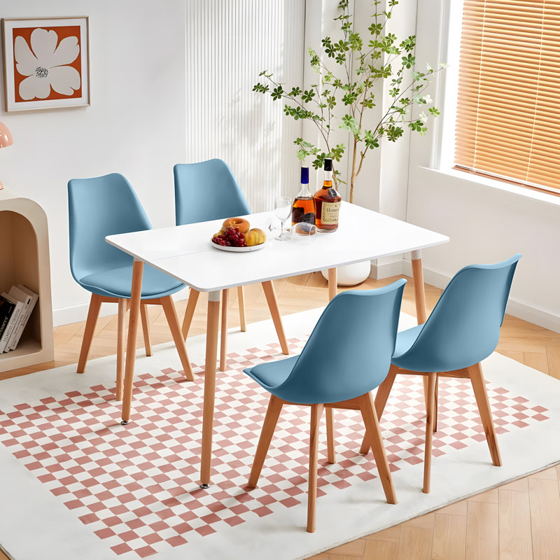 Nero 4 - Person Dining Set, White, Air Force Blue