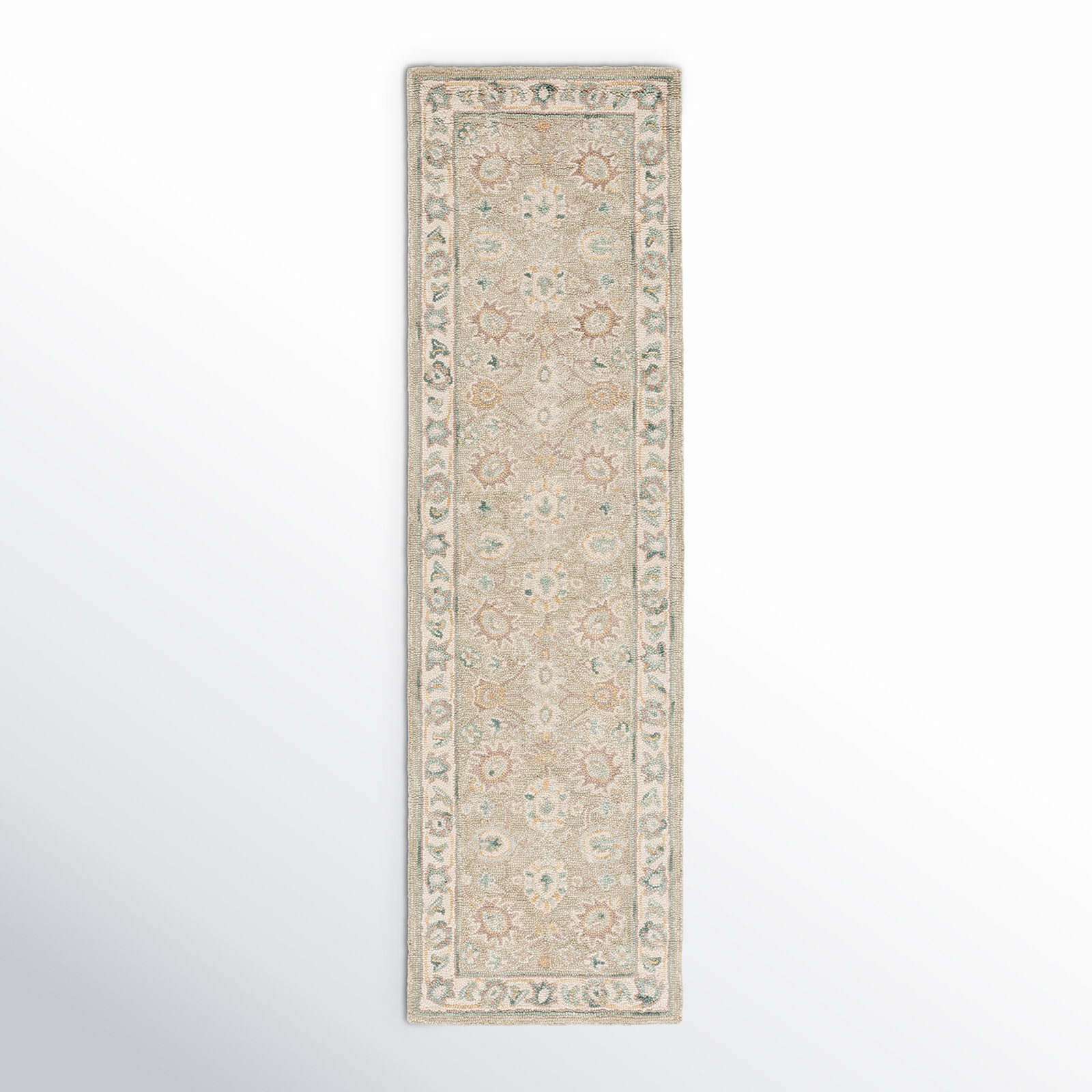 Desmondia Sage Ivory Hand-Tufted Wool Oriental Rug, Runner 2'3" x 8'