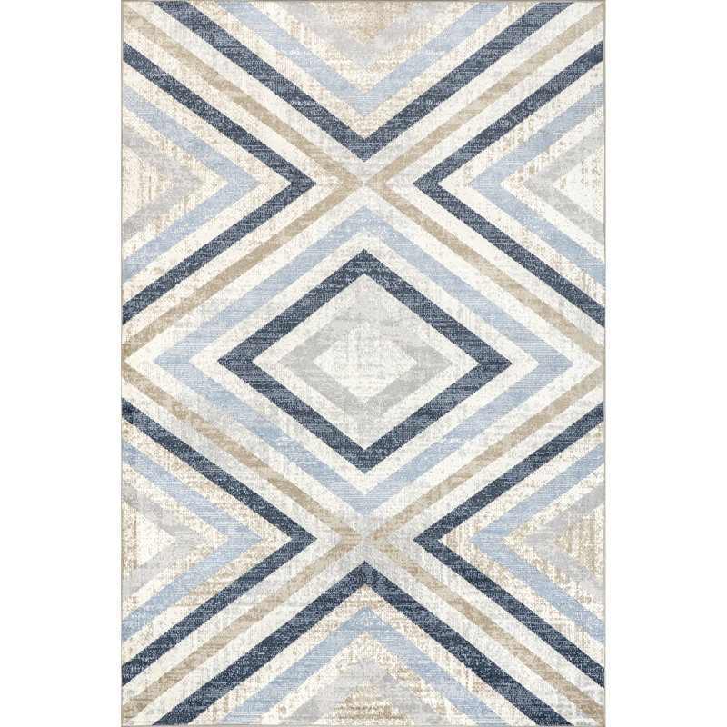 Akari SpinClean Transitional Diamond Machine Washable Area Rug, Rectangle 8' x 10'