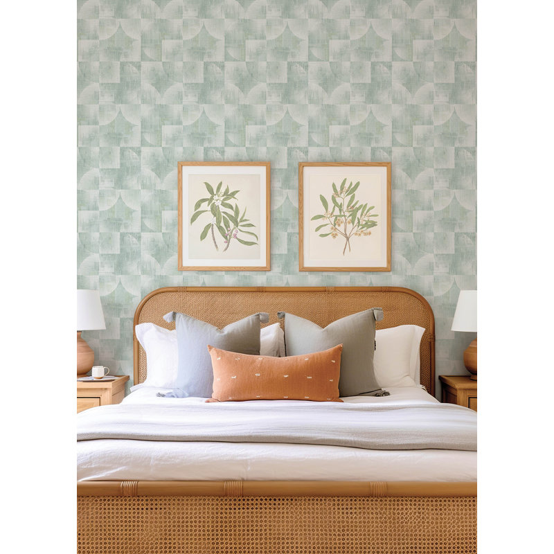 Woodbine Sage Abstract Geometric Wallpaper, Sage