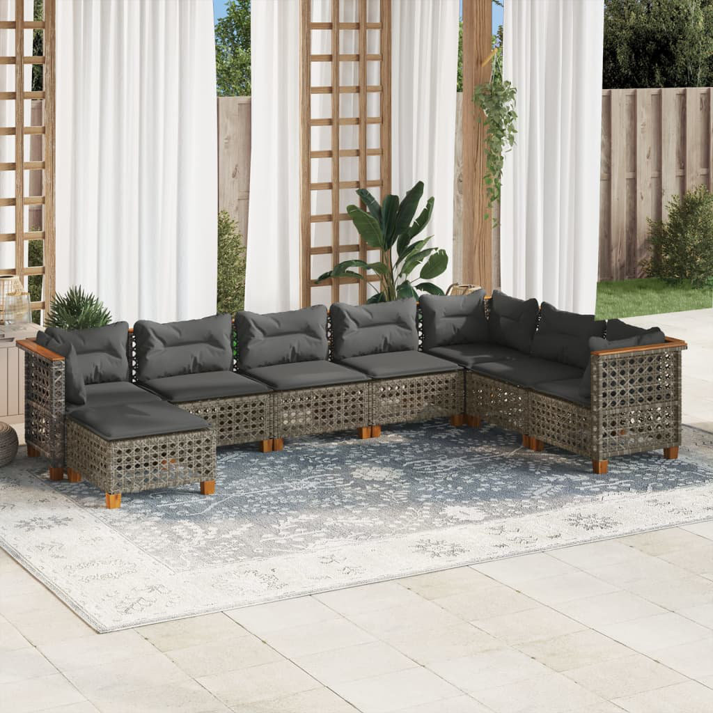 7-Sitzer Lounge-Set Almarosa aus Polyrattan mit Kissen