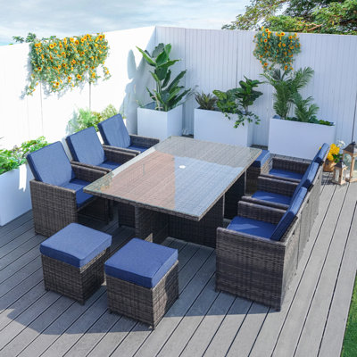 Polyester Covers Includes 2 Seat Cushion Covers And 2 Back Cushion Covers  Blue