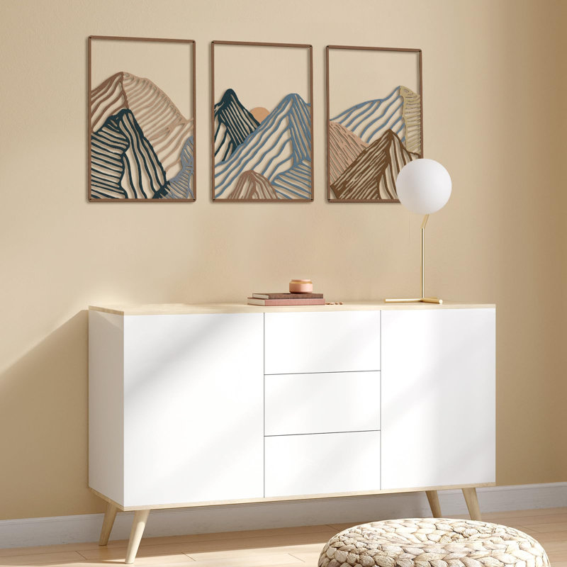 Vibrant Mountain Scene Metal Wall Art Set of 3