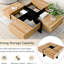 Table basse Hearth & Haven Wallace avec 4 compartiments de rangement cachés, brun
