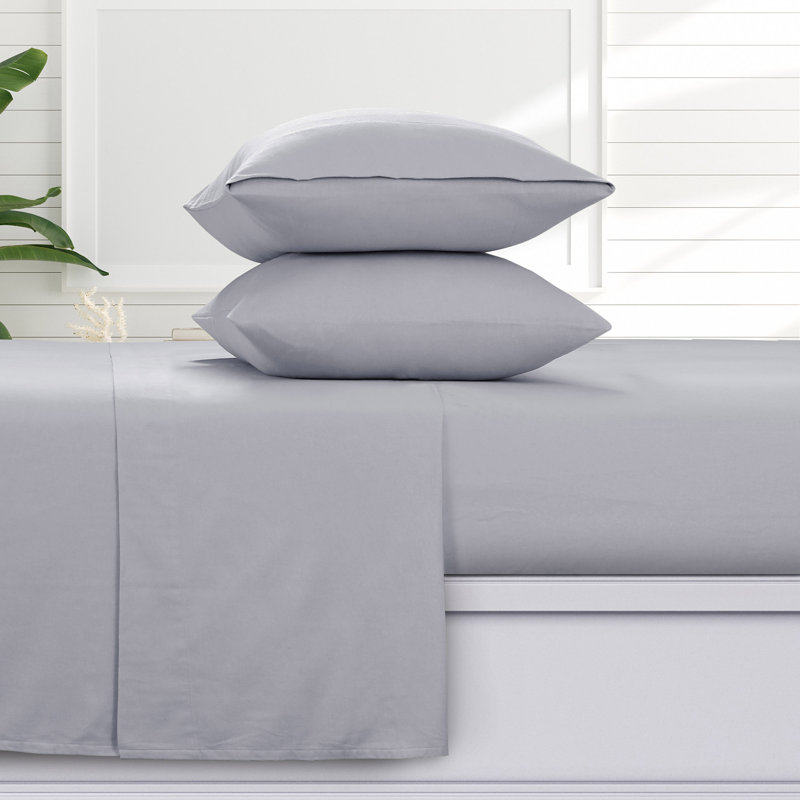 Flannel Sheet Set, Cal.King Sheet Set+Fitted Sheet+2 Pillowcases, Gray