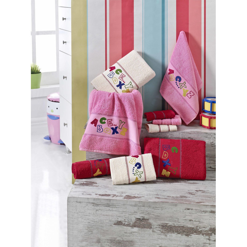 Ensemble de 6 serviettes en coton turc Rear don, Rose