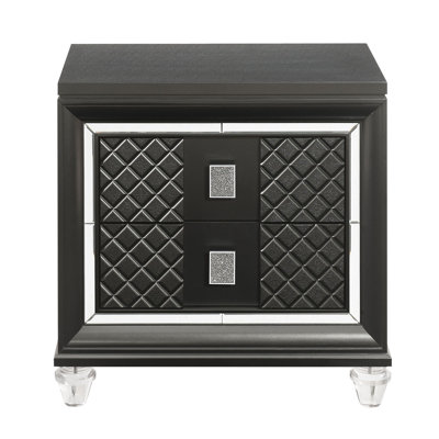 Metallic Grey 2-Drawer Nightstand