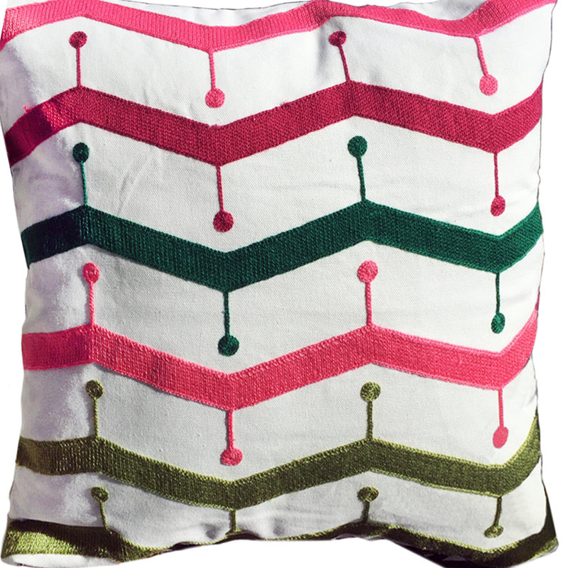 GP1 Chevron Cotton Blend Reversible Pillow Cover, Pink, With Insert