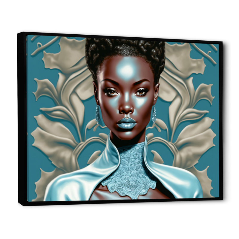 «Beautiful Retro African American Model II», reproduction sur toile, H 16 po x l 32 po x P 1 po, Cadre flottant noir