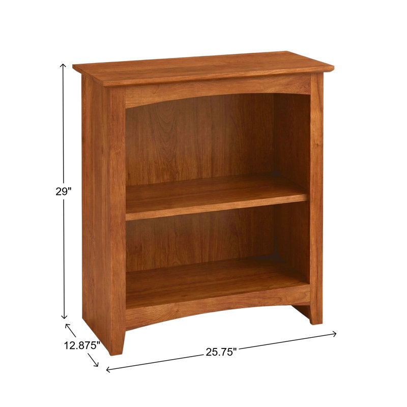 Malani 36" H Solid Wood Classic Bookcase, Golden Pecan, (2 Shelves) 29"H x 25.75"W x 12.875"D