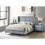 Ensemble de chambre à coucher grand bleu en velours côtelé avec 2 tables de chevet fonctionnelles et mobilier moderne à texture chaleureuse