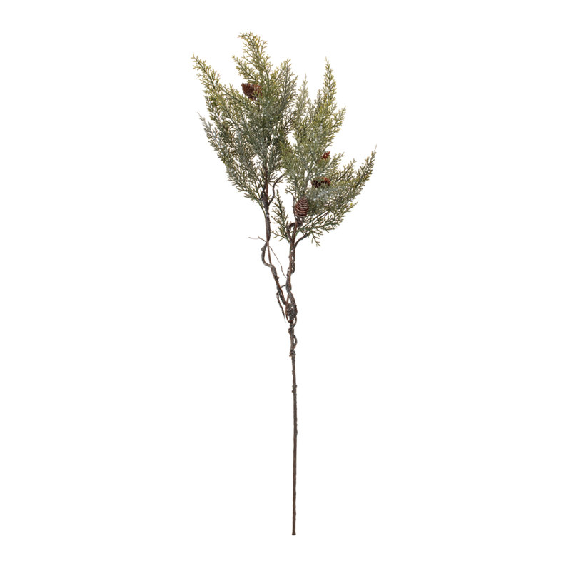 Frosted Cedar Twig Spray with Pinecones (Set of 2)