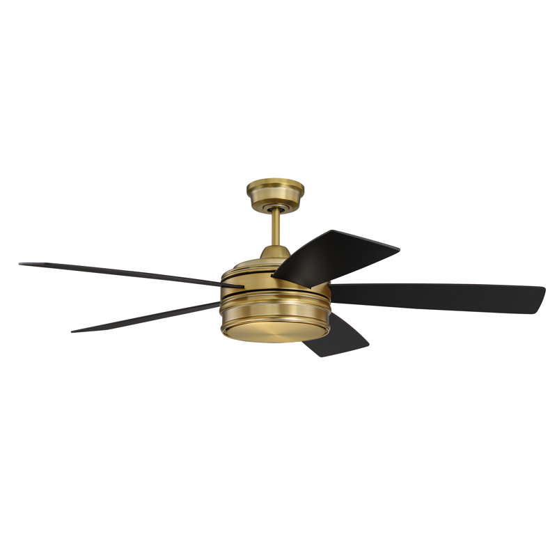 Braxton Satin Brass 52" Ceiling Fan with LED Light and Remote