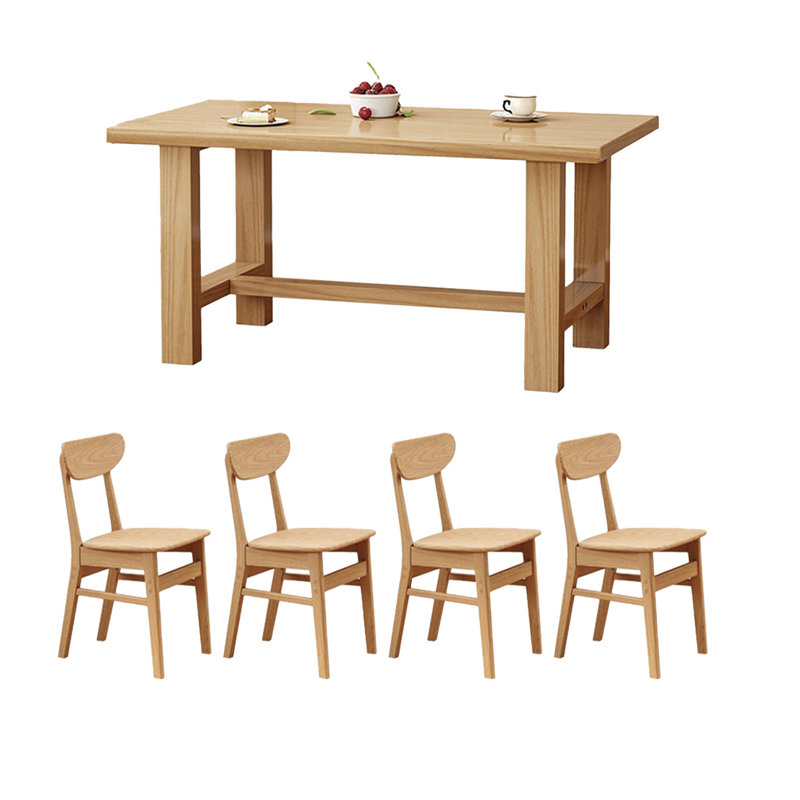 Solid wood solid large table set, Burlywood, 29.52"H x 55.11"L x 33.46"W