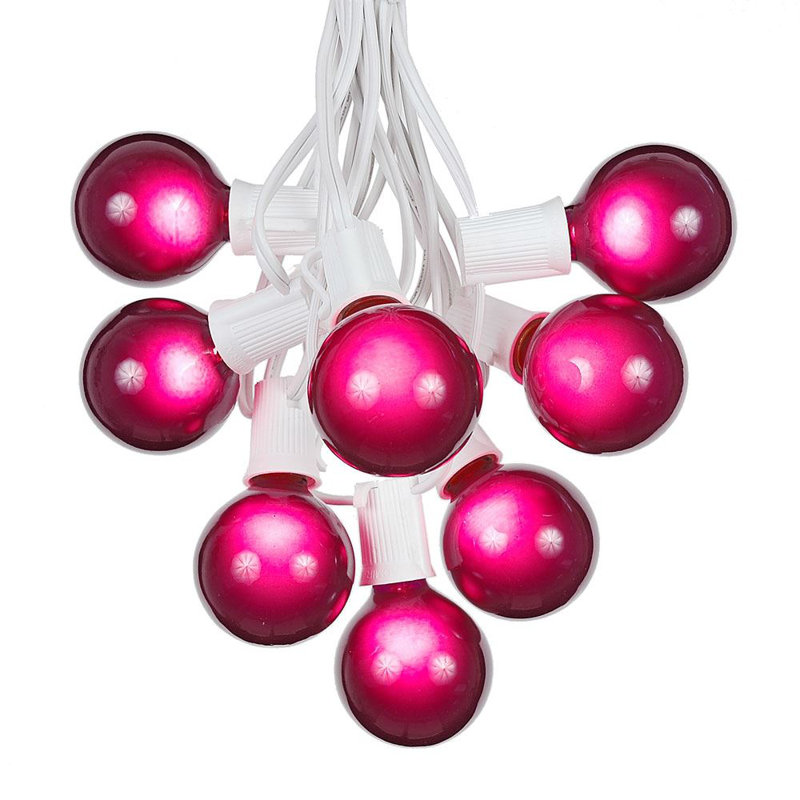Guirlande de 25 lumières sphériques d'extérieur 25 pi, Mauve, Blanc