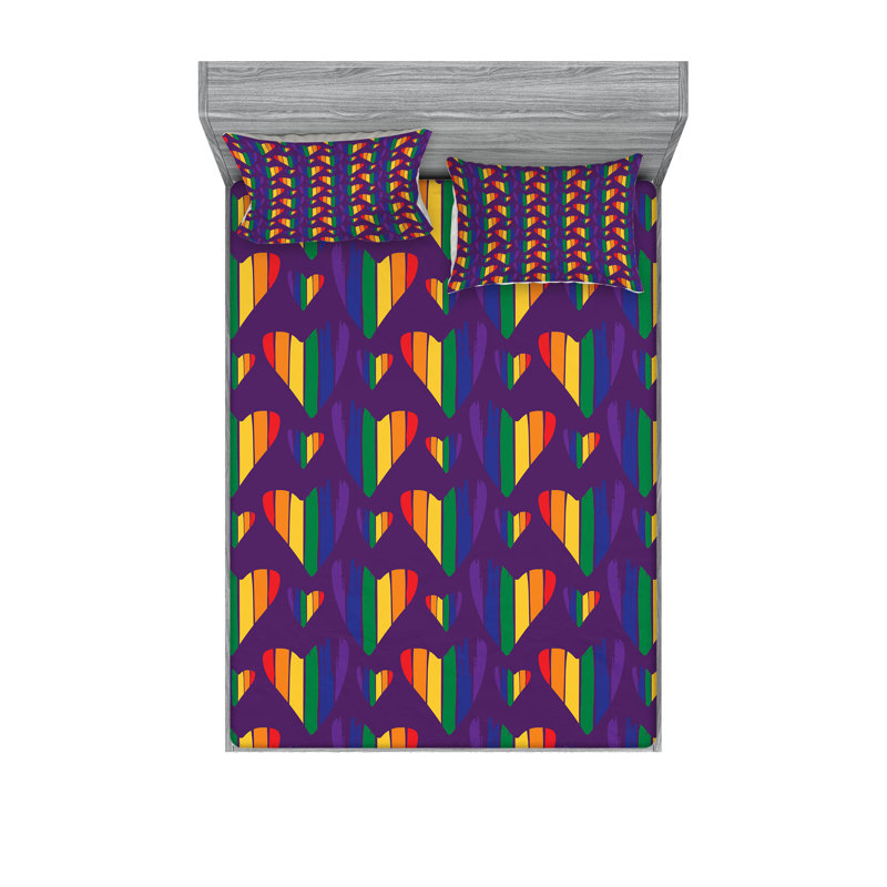 Multicolore drap-housse et coussin décoratif Ambesonne Pride, Ensemble de draps pour très grand lit californien