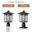 Lanterne solaire extérieure sur poteau, allumage automatique crépusculaire, en aluminium noir mat avec verre transparent (ampoule incluse)