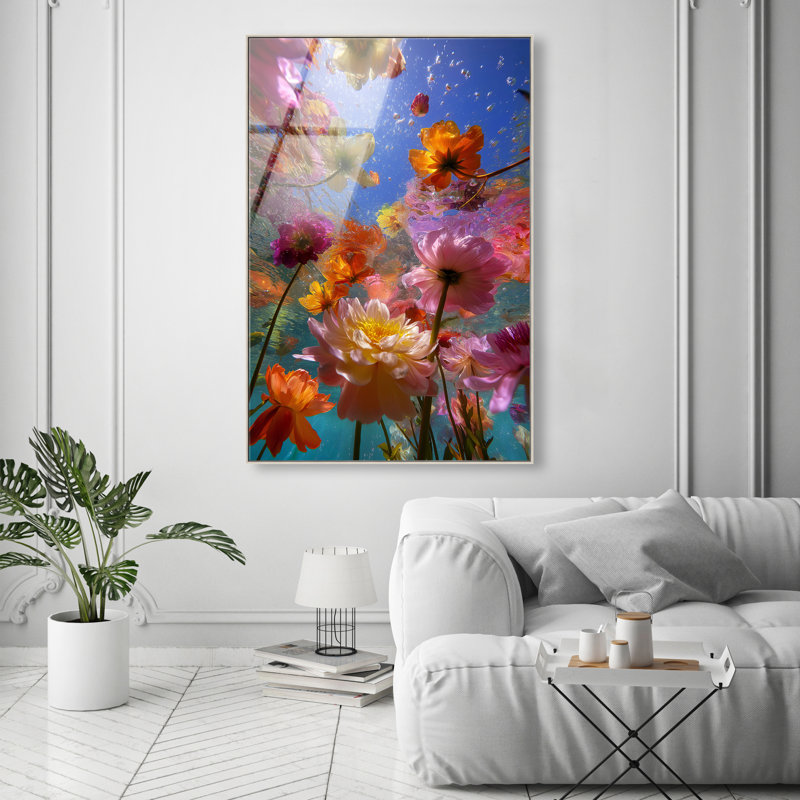 Liquid Bloom II Print, 37"H x 25"W, Silver Floater Frame