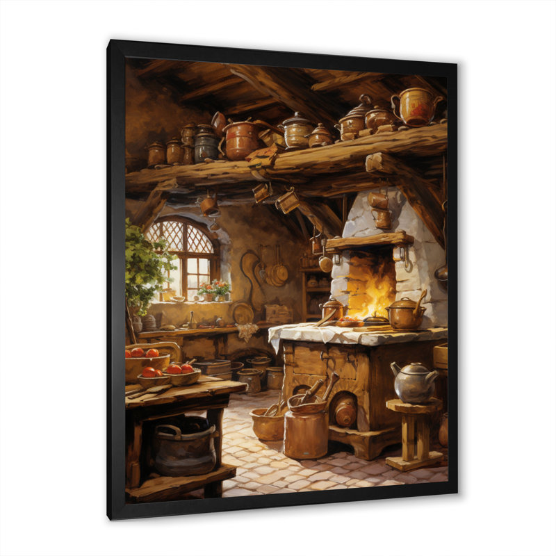 «Food Rustic Kitchen I - Coffee», impression sur toile, art mural, Cadre simple noir, H 20 po x l 12 po x P 1 po