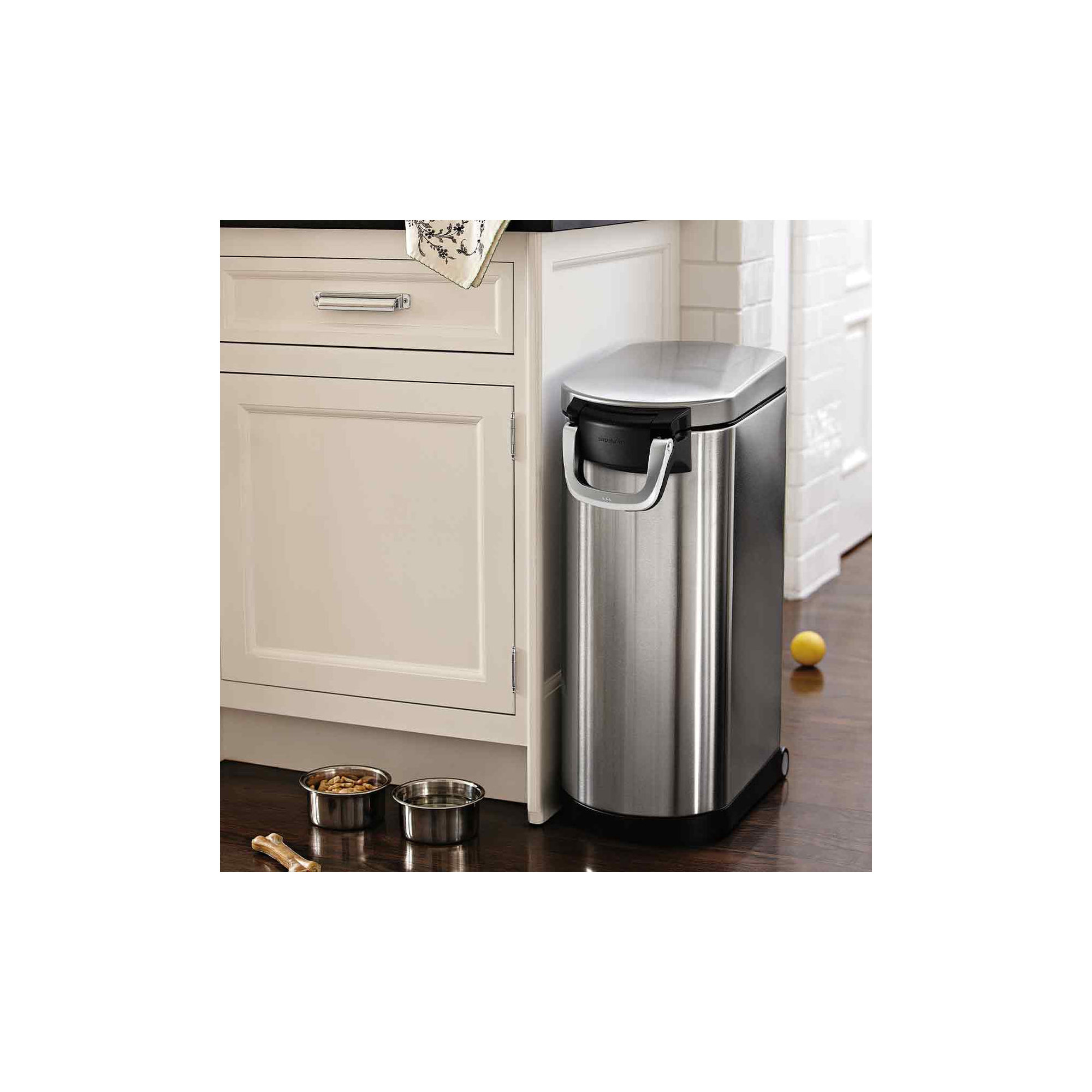 simplehuman Pet Food Storage Container Stainless Steel for Dog Food, Cat Food, and Bird Feed, Brushed, Extra Large