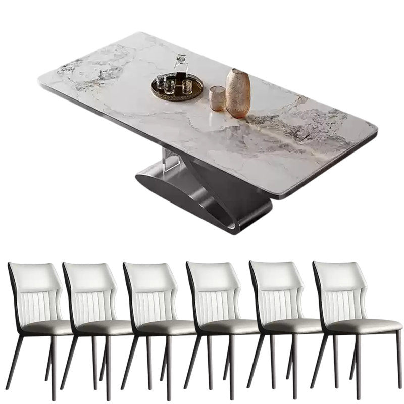 Modern simple rectangular home dining table sets, 29.53"H x 62.99"L x 33.46"W, Multicolor