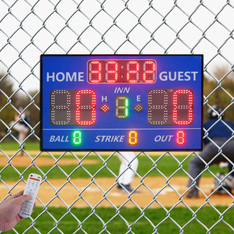 Tableau de pointage de table de baseball numérique numérique à DEL à 12 chiffres avec télécommande, Bleu