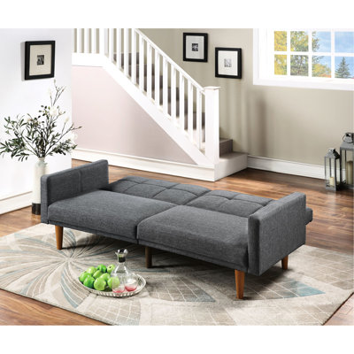 Black Faux Leather Enriched Adjustable With Gray Fabric Upholstery And Wood Support Back Details On Robust Frame