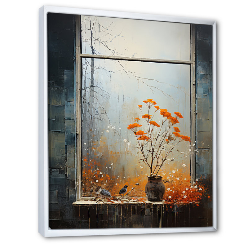 Meadow Windows View 2 - Meadow, art mural, H 32 po x l 24 po x P 1 po, Cadre flottant blanc