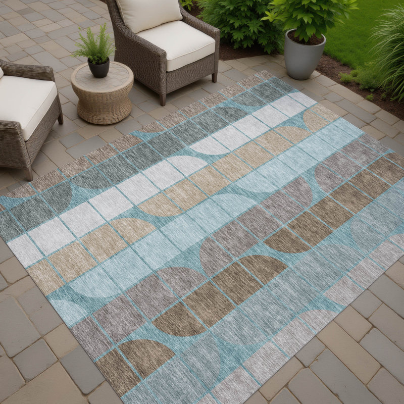 Tapis Mid-Century moderne lavable à la machine intérieur / extérieur Chantille ACN2418, Rectangle 5 pi x 7 pi 6 po