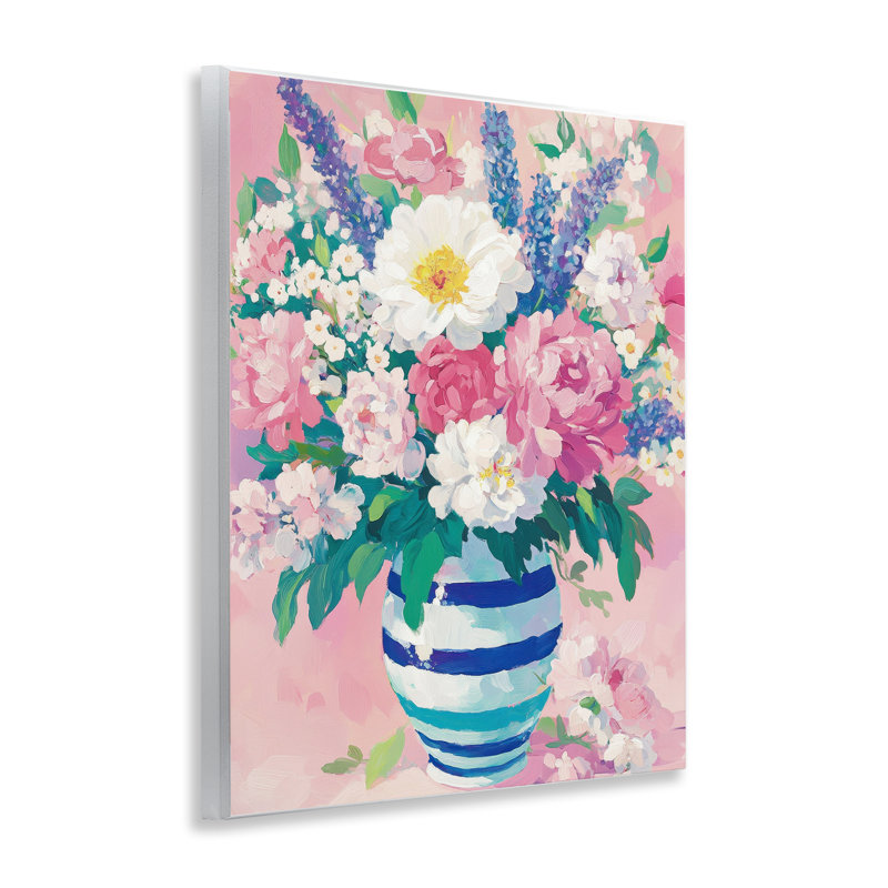 «Springtime Joy Florals over Pink», plaque murale par Petal Prints Design