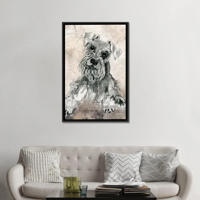 « sketchy study : schnauzer », impression sur toile, H 48 po x l 32 po x P 1,5 po, Toile avec cadre noir, Pas de tapis