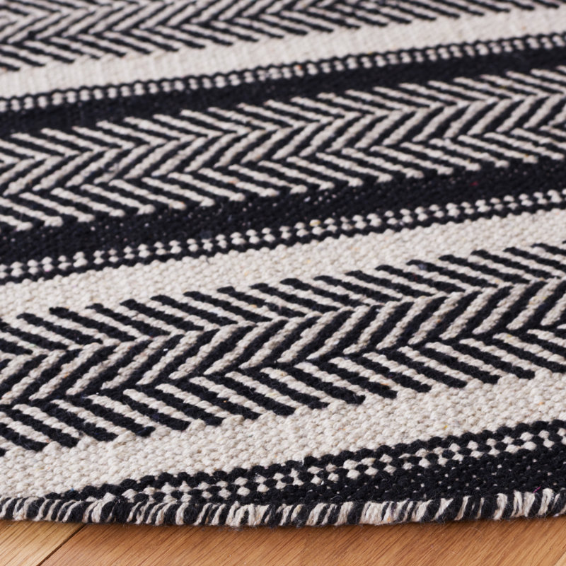 Annia Flat Weave Cotton Striped Rug, Round 6'