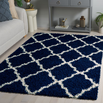 Tapis en polypropylène bleu marine / ivoire