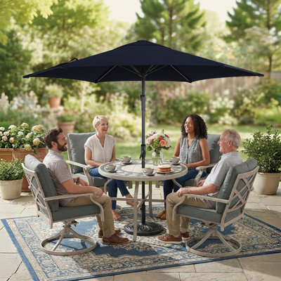 Parasol de patio 9 pi avec inclinaison automatique et manivelle - résistant aux rayons UV et à l'eau