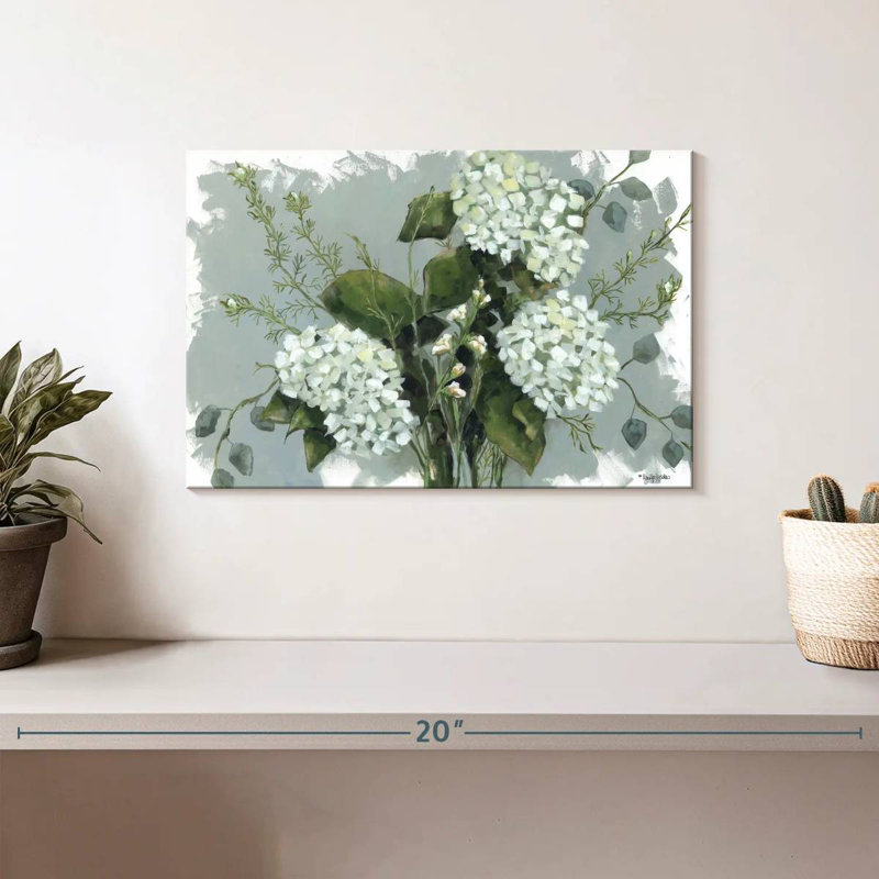 Harnek Hydrangeas In White, 8" H x 12" W