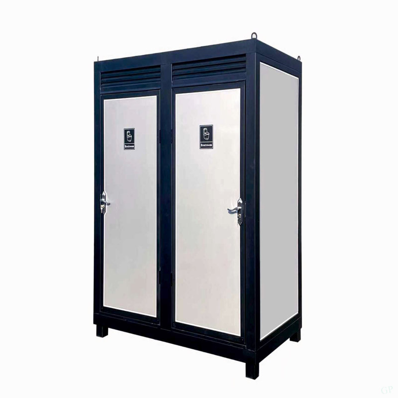 Cabine de toilette portative pour deux personnes - Toilettes extérieures avec lumière, lavabo et ventilateur