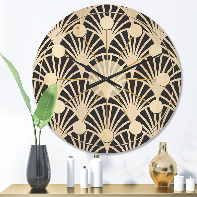 Horloge murale Art Deco Waves I, Moyenne