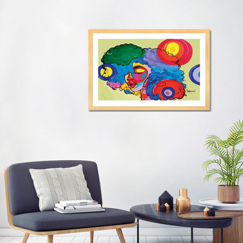 « Bali » par Pinklomein-impression d’art graphique, H 24 po x l 32 po x P 1 po, Toile avec cadre en bois beige, Blanc