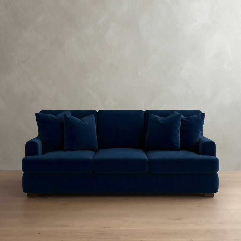 Emilio Upholstered 90'' Sofa, Bella Ink Blue Performance Velvet