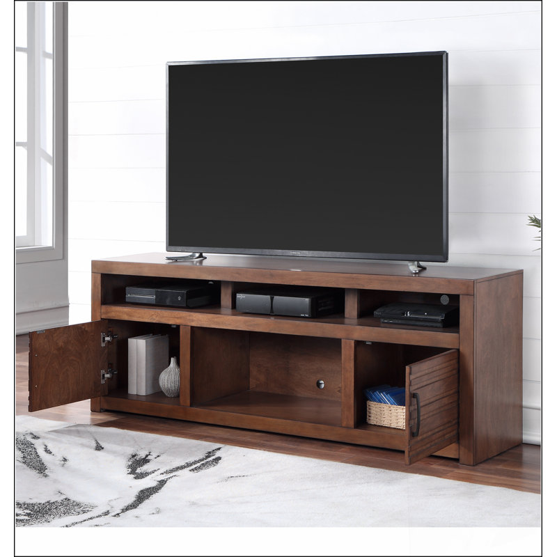 Meuble télé 72 po pour téléviseur de 85 po ou moins, aucun assemblage requis, finition whisky