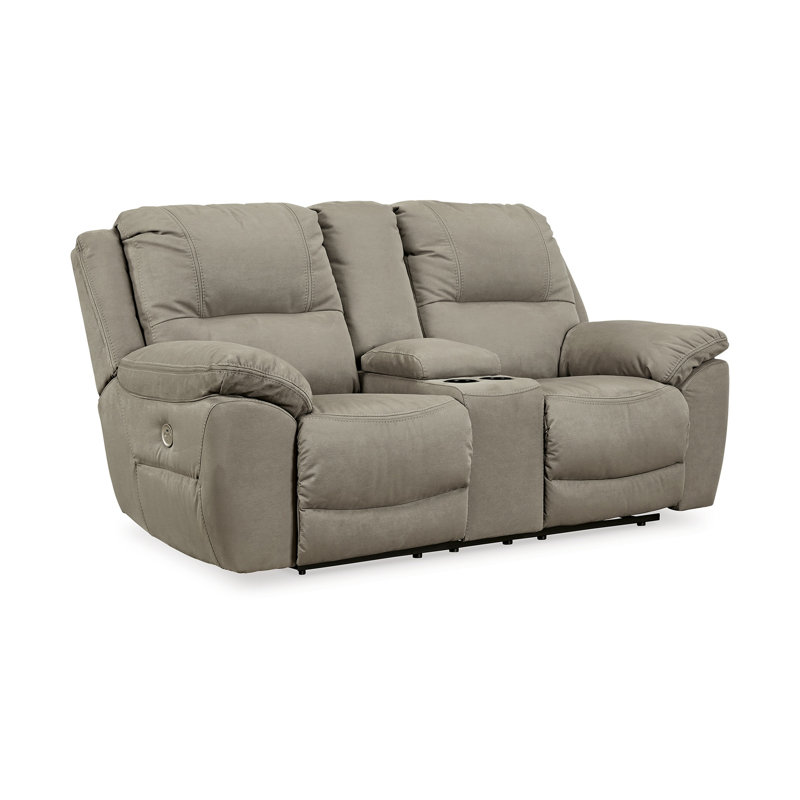 Causeuse inclinable électrique Zane, similicuir gris, 80 po