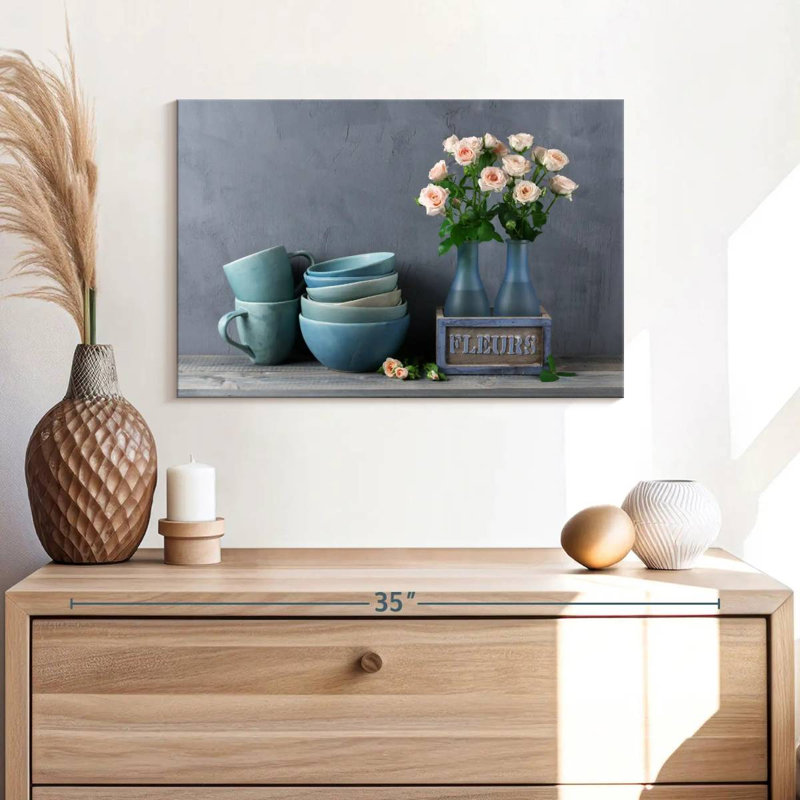 Senne Rustic Blue Ceramics, 16" H x 24" W