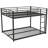Full Over Full Metal Bunk Bed, Low Bunk Bed With Ladder, Black-112860798-112860797