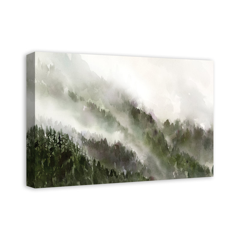 Misty Woods - Peinture, Toile tendue, H 16 po x l 24 po x P 1,25 po