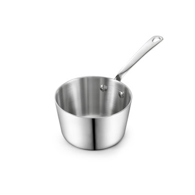 D&M Butter Warmer 0.39 Quart, Multi-Ply Clad Stainless Steel Milk Frother and Chocolate Melting Pot, Small Saucepan for Induction Stovetop, Coffee, Butter, Syrup