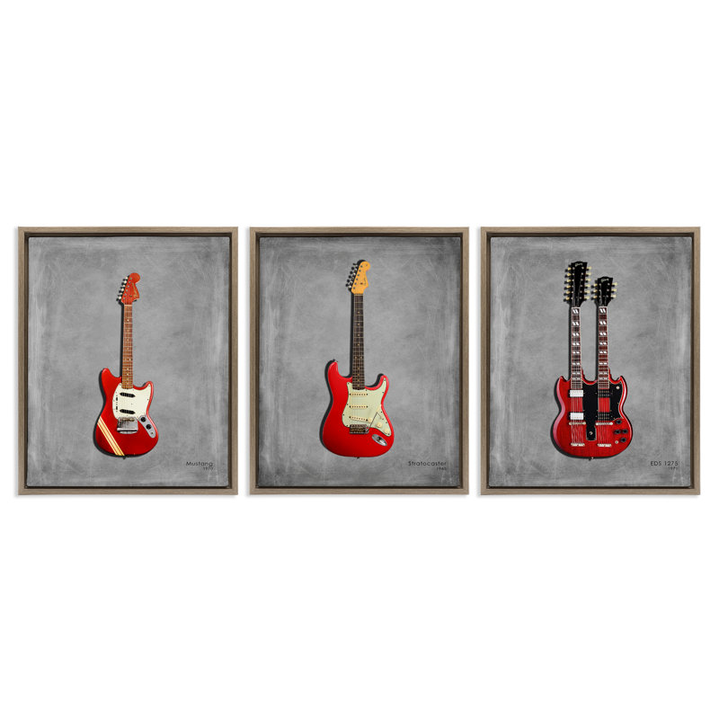 Ensemble de cadres flottants 3 pièces Red Guitars, par Mark Rogan, Cadre flottant orme Montalcino, H 21 po x l 17 po