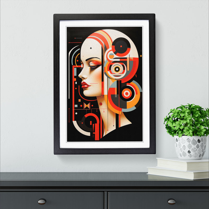 XYZ-FRM-V1223-1669 Virgo Zodiac Constructivism No.3 1 Piece Single Picture Frame Wall Art, 46cm H x 34cm W x 2cm D, Black